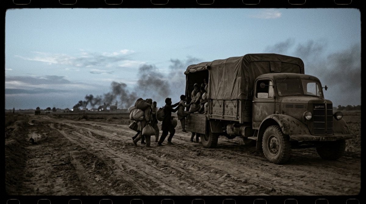 Partition 1947 — refugee truck at the border
